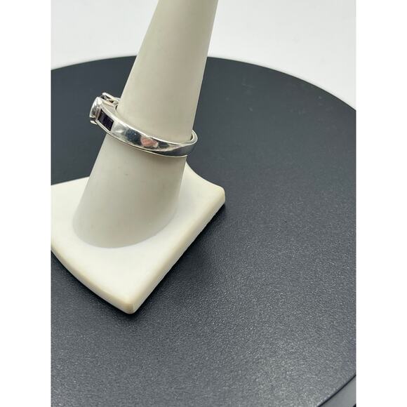 Sterling Silver 3-Stone Amethyst Oval Center Stone Heart Makers Ring Size 8.25 - Picture 6 of 11